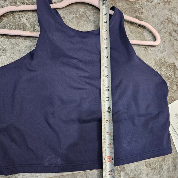 Athleta Conscious Crop Bikini Top  Navy Blue Sustainable Activewear Size XL - Picture 2 of 6